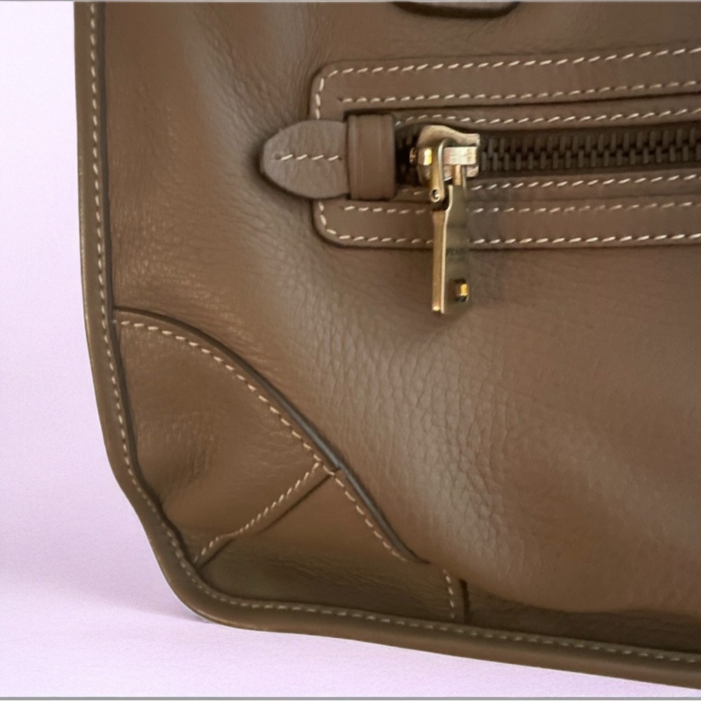 Prada 💜 HTF  Taupe Original Deer Skin Leather  Brown Top Handle Handbag - Picture 10 of 15
